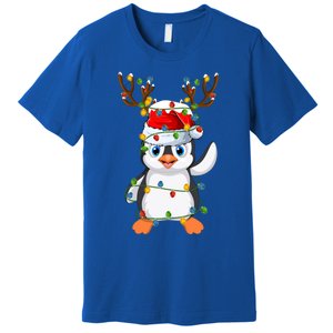 Penguin Bird Lover Lighting Xmas Santa Penguin Christmas Cool Gift Premium T-Shirt