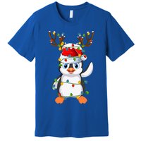 Penguin Bird Lover Lighting Xmas Santa Penguin Christmas Cool Gift Premium T-Shirt