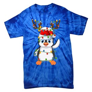 Penguin Bird Lover Lighting Xmas Santa Penguin Christmas Cool Gift Tie-Dye T-Shirt