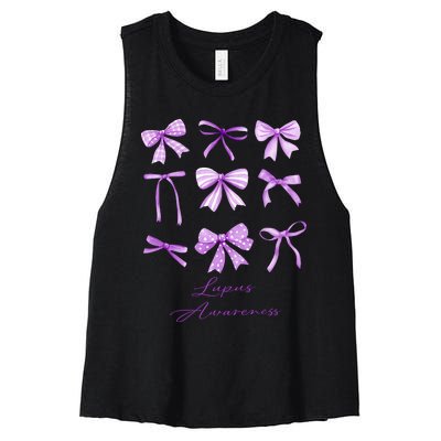 Purple Bow Lupus Awareness Women's Racerback Cropped Tank