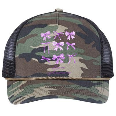 Purple Bow Lupus Awareness Retro Rope Trucker Hat Cap