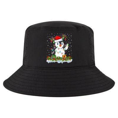 Penguin Bird Lover Xmas Lighting Santa Penguin Christmas Gift Cool Comfort Performance Bucket Hat