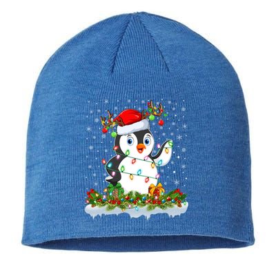 Penguin Bird Lover Xmas Lighting Santa Penguin Christmas Gift Sustainable Beanie