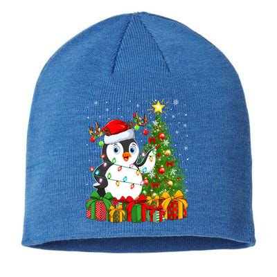 Penguin Bird Lover Xmas Holiday Santa Penguin Christmas Tree Gift Sustainable Beanie