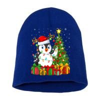 Penguin Bird Lover Xmas Holiday Santa Penguin Christmas Tree Gift Short Acrylic Beanie