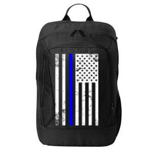 Police Blue Line American Flag City Backpack