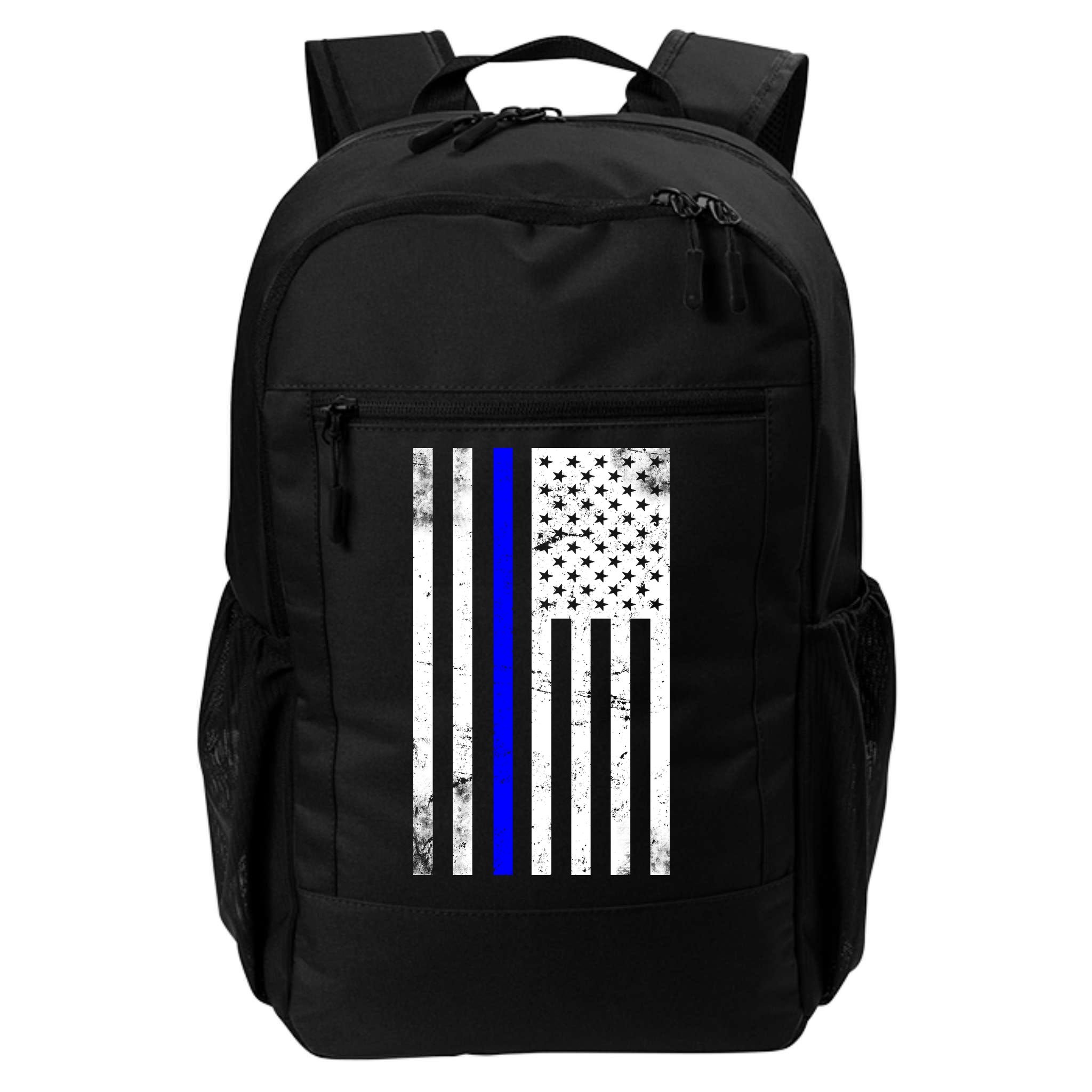 Police Blue Line American Flag Backpack
