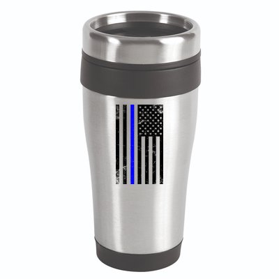 Police Blue Line American Flag 16oz Travel Tumbler