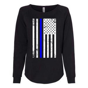 Police Blue Line American Flag Womens California Wash Sweatshirt