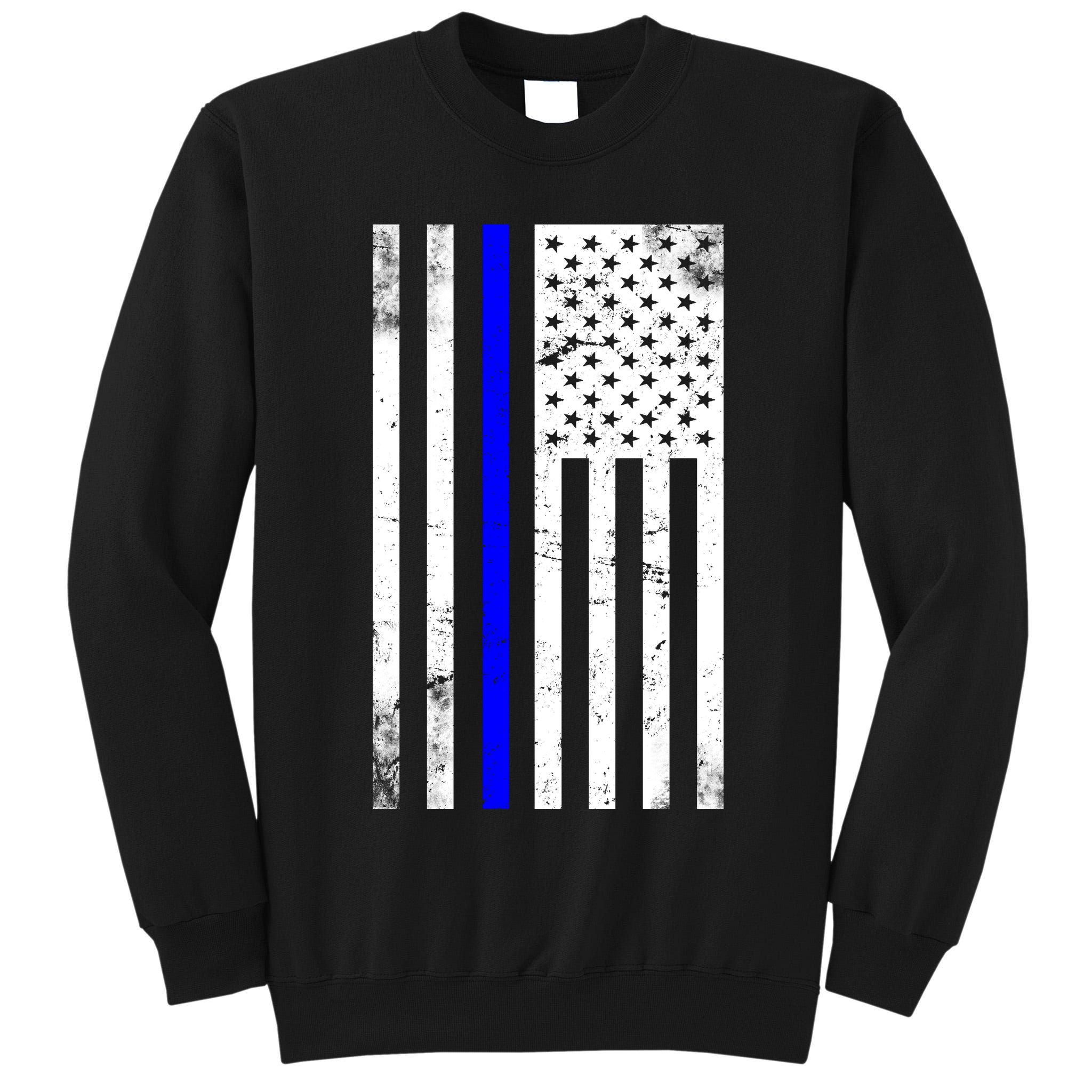 Police Blue Line American Flag Tall Sweatshirt