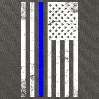 Police Blue Line American Flag Cotton Canvas Backpack