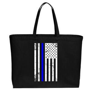 Police Blue Line American Flag Cotton Canvas Jumbo Tote