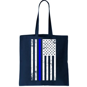 Police Blue Line American Flag Tote Bag