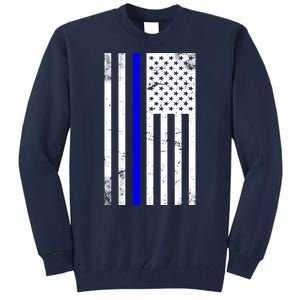 Police Blue Line American Flag Tall Sweatshirt