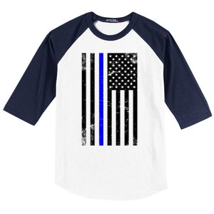 Police Blue Line American Flag Baseball Sleeve Shirt