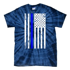 Police Blue Line American Flag Tie-Dye T-Shirt