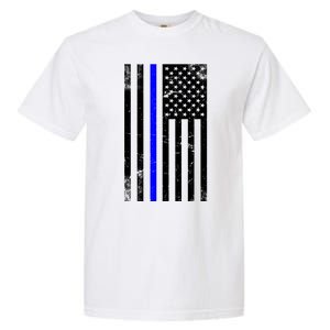 Police Blue Line American Flag Garment-Dyed Heavyweight T-Shirt