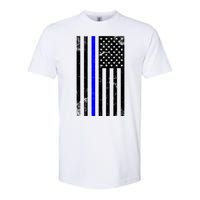 Police Blue Line American Flag Softstyle CVC T-Shirt