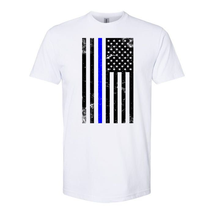 Police Blue Line American Flag Softstyle CVC T-Shirt