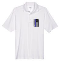 Police Blue Line American Flag Men's Origin Performance Pique Polo