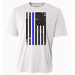 Police Blue Line American Flag Cooling Performance Crew T-Shirt