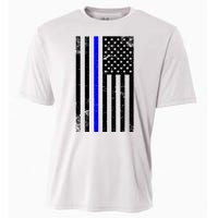 Police Blue Line American Flag Cooling Performance Crew T-Shirt