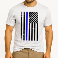 Police Blue Line American Flag Cooling Performance Crew T-Shirt