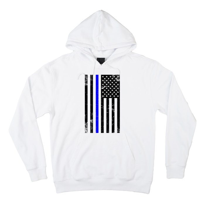 Police Blue Line American Flag Hoodie