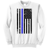 Police Blue Line American Flag Sweatshirt