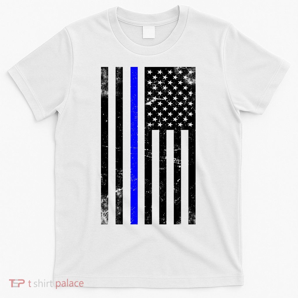 Police Blue Line American Flag T-Shirt