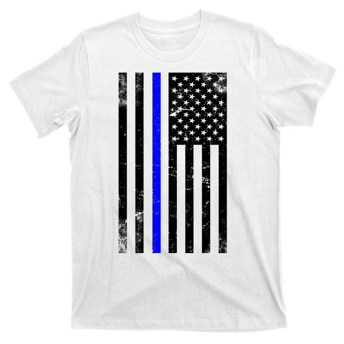 Police Blue Line American Flag T-Shirt