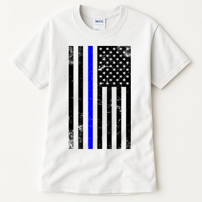 Police Blue Line American Flag Tall T-Shirt