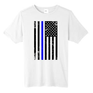 Police Blue Line American Flag Tall Fusion ChromaSoft Performance T-Shirt