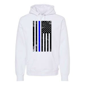 Police Blue Line American Flag Premium Hoodie