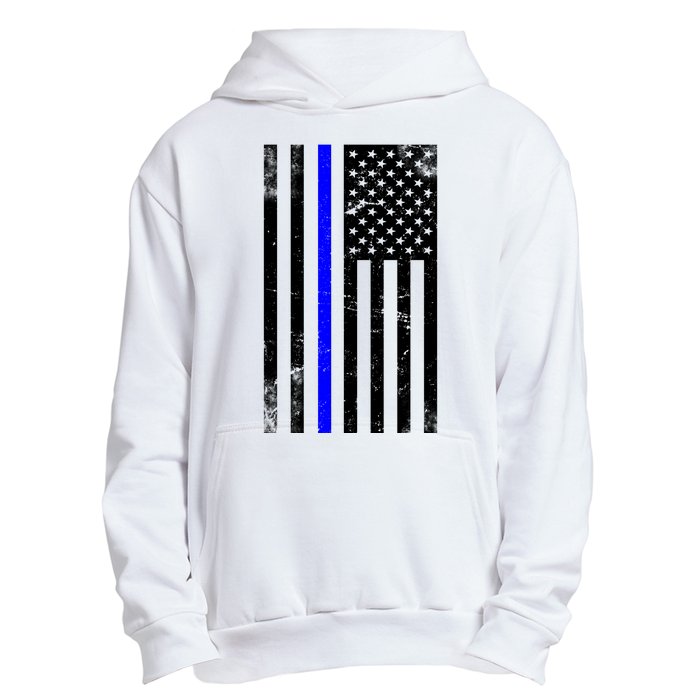 Police Blue Line American Flag Urban Pullover Hoodie