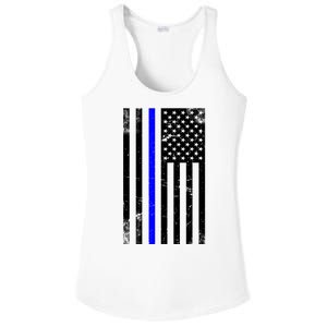 Police Blue Line American Flag Ladies PosiCharge Competitor Racerback Tank