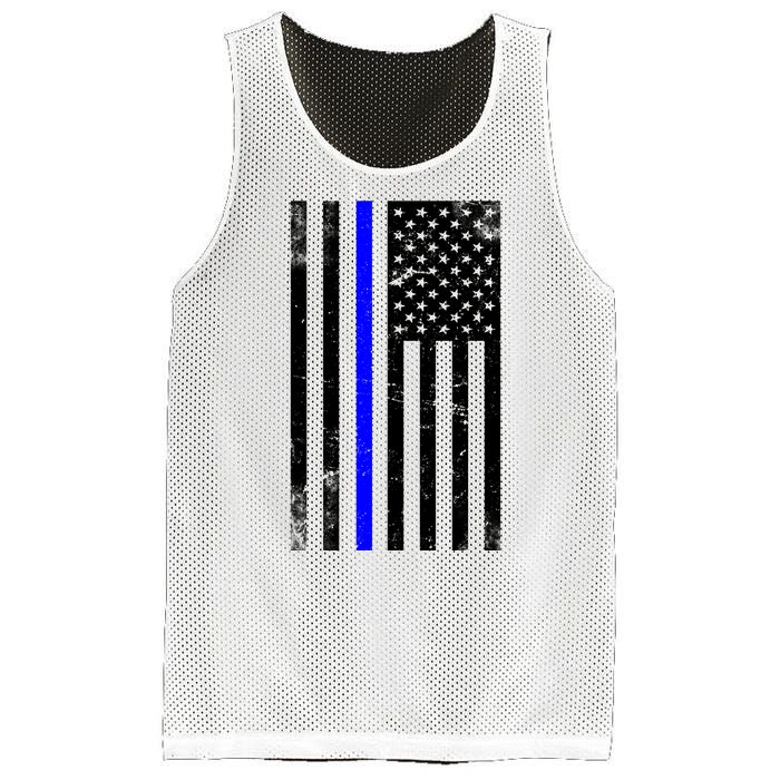 Police Blue Line American Flag Mesh Reversible Basketball Jersey Tank