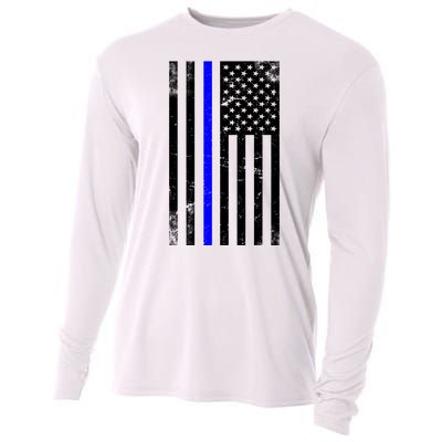 Police Blue Line American Flag Cooling Performance Long Sleeve Crew