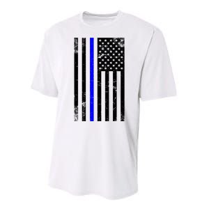 Police Blue Line American Flag Performance Sprint T-Shirt