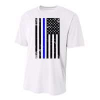 Police Blue Line American Flag Performance Sprint T-Shirt