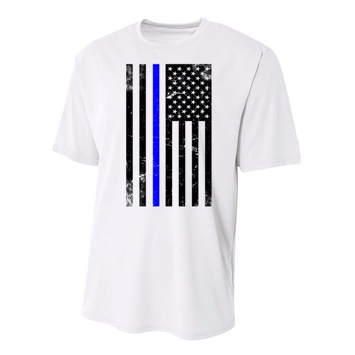 Police Blue Line American Flag Performance Sprint T-Shirt