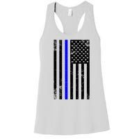 Police Blue Line American Flag Women's Racerback Tank