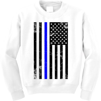 Police Blue Line American Flag Kids Sweatshirt