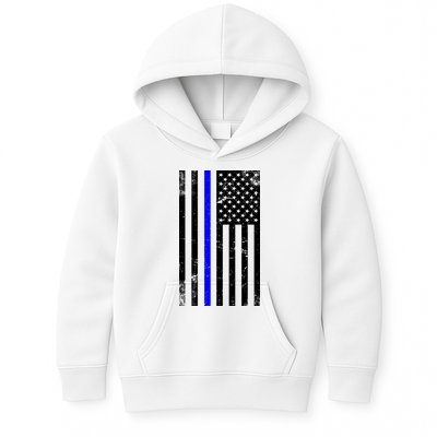 Police Blue Line American Flag Kids Hoodie
