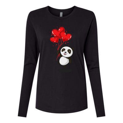 Panda Bear Love Valentines Day Gift Womens Cotton Relaxed Long Sleeve T-Shirt