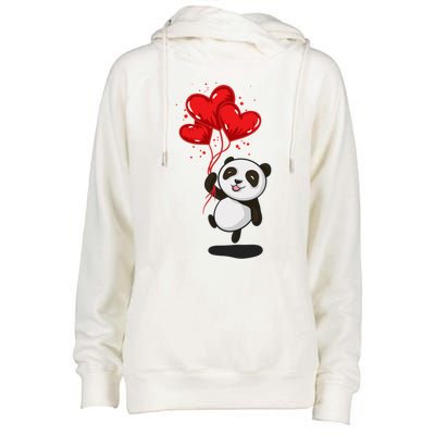 Panda Bear Love Valentines Day Gift Womens Funnel Neck Pullover Hood