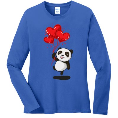 Panda Bear Love Valentines Day Gift Ladies Long Sleeve Shirt