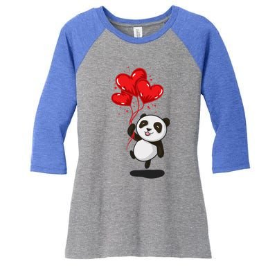 Panda Bear Love Valentines Day Gift Women's Tri-Blend 3/4-Sleeve Raglan Shirt