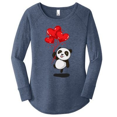 Panda Bear Love Valentines Day Gift Women's Perfect Tri Tunic Long Sleeve Shirt