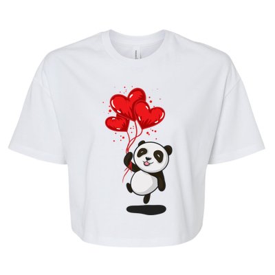 Panda Bear Love Valentines Day Gift Bella+Canvas Jersey Crop Tee